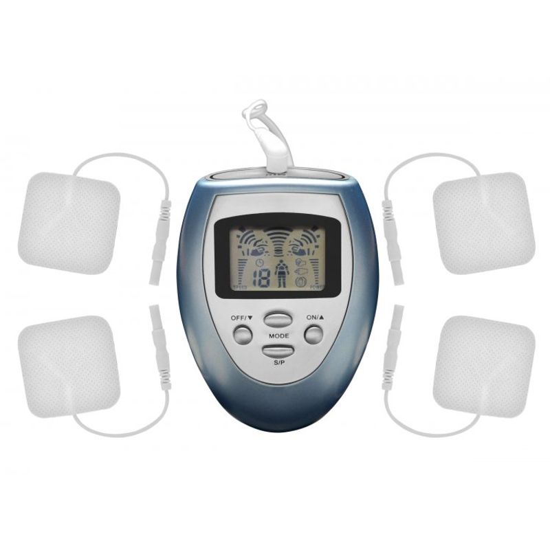 Zeus Palm Powerbox electrosex device with controller and pads for nerve stimulation.