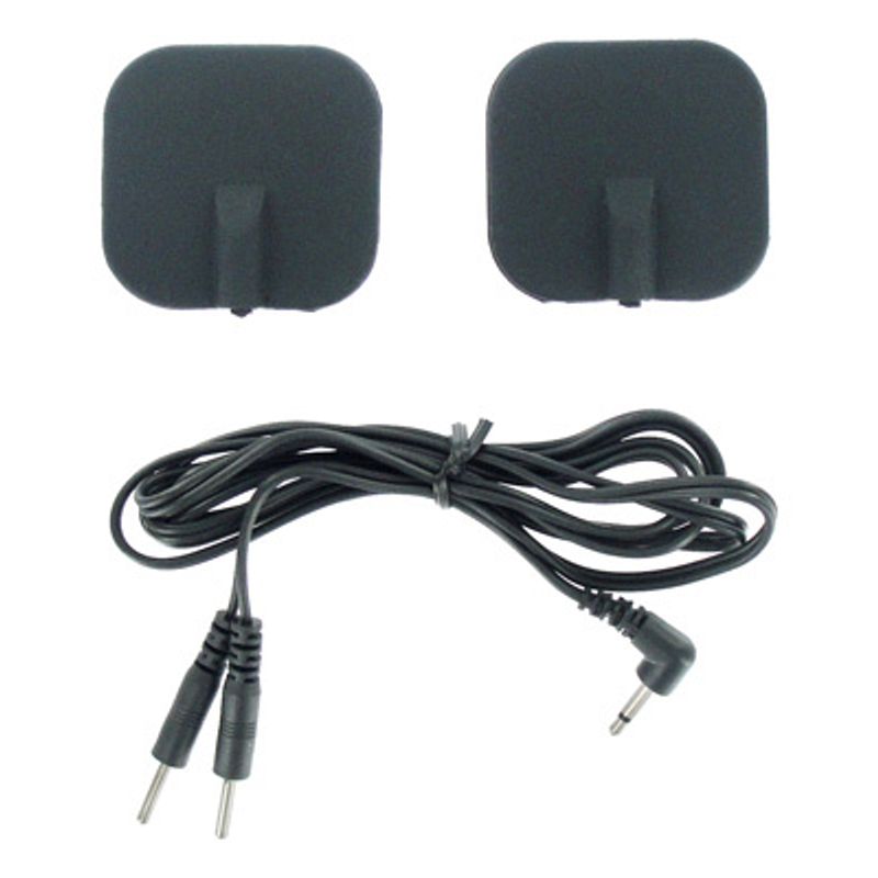 Zeus Deluxe Black Electro Pads 2 Pk with silicone pads and cables for electro-stimulation, intimate essentials for her.
