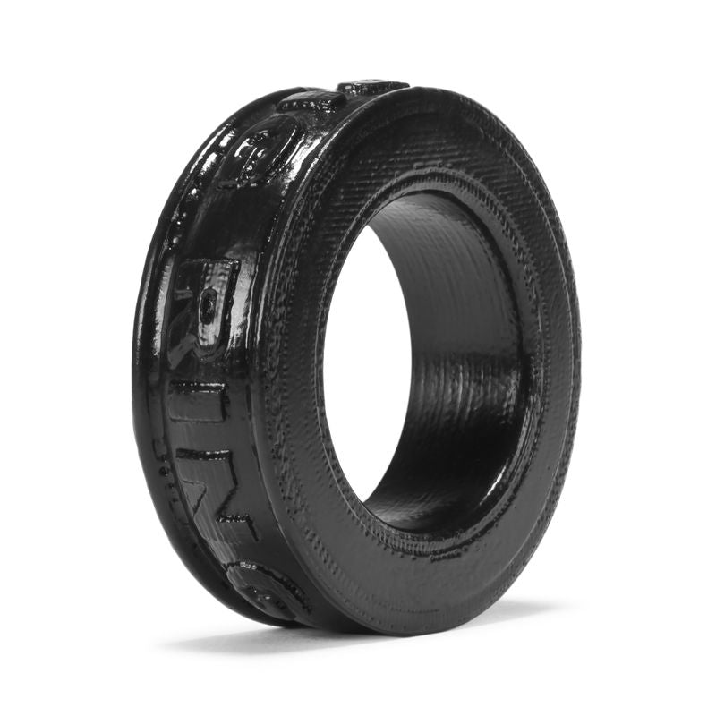 Black silicone cockring designed for comfort and prolonged use, featuring a smooth texture and stretchy material.