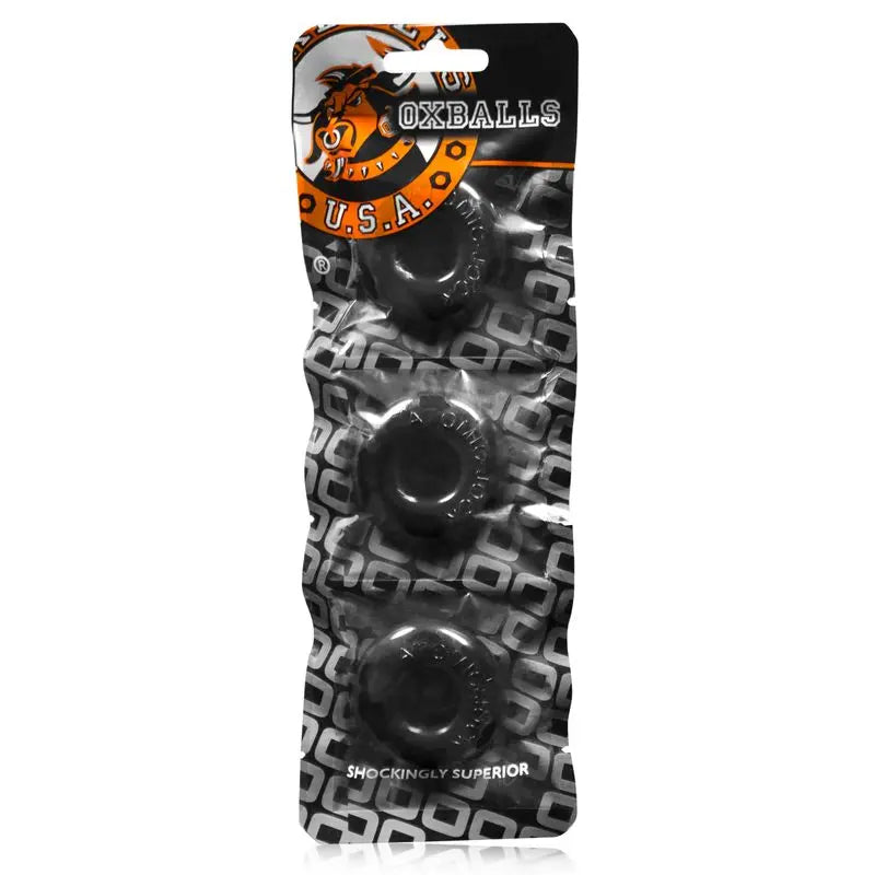 Ringer Cockring 3 Pc Black OxBalls Discreet Intimate Essentials.