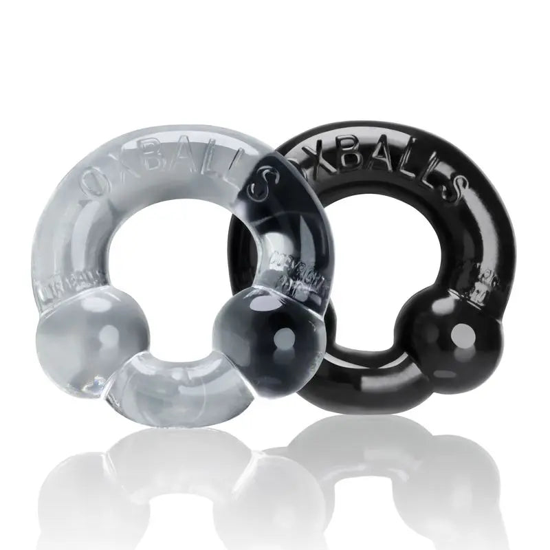 Ultraballs 2 Pk Cockring Black And Clear OxBalls Discreet Intimate Essentials.