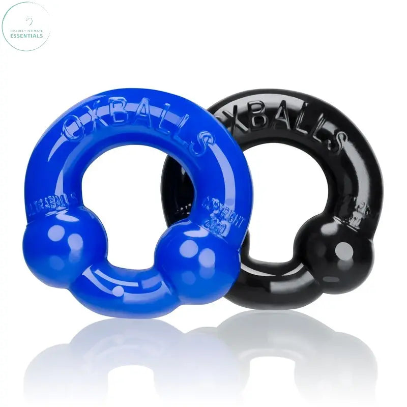Affordable quality Ultraballs 2 Pk Cockring Black And Pool Blue  from OxBalls by Discreet Intimate Essentials with Discreet Delivery 