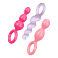 Satisfyer Plugs Booty Call 3 Pc Colour set of silicone dildos for anal pleasure silicone dildos, featuring flexible designs.