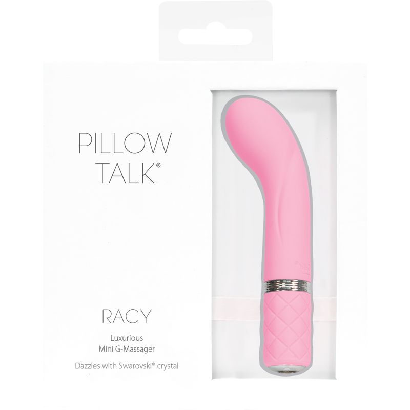 Pillow Talk Racy Pink G-spot vibrator for external pleasure in elegant packaging.
