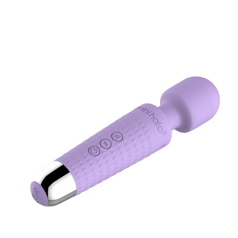 Shibari mini wand massager in lilac color, featuring a bendable neck and various vibration settings for tailored massage.
