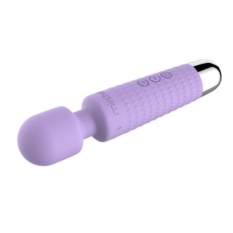 Shibari mini wand massager in lilac color with multiple vibration patterns and soft silicone design.