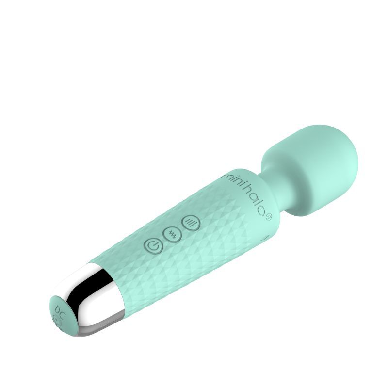 Shibari Mini Wand Halo 20X Minty Green, mini wand massager mint green with bendable neck for tailored massage experience.