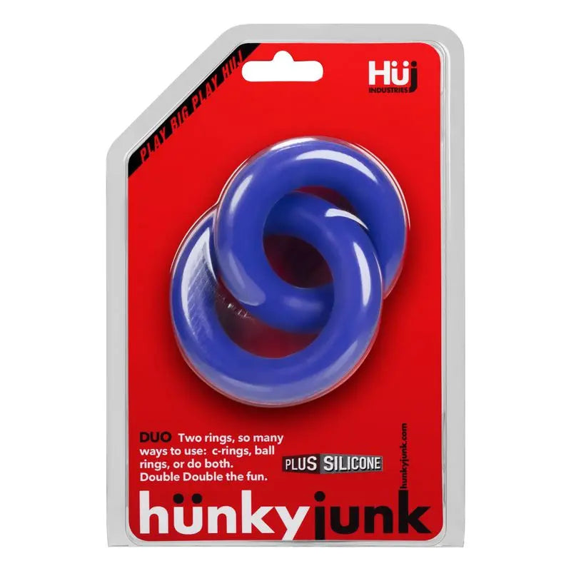 Affordable quality DUO Linked Cock/Ball Rings by Hunkyjunk Cobalt  from Hunkyjunk by Discreet Intimate Essentials with Discreet Delivery 