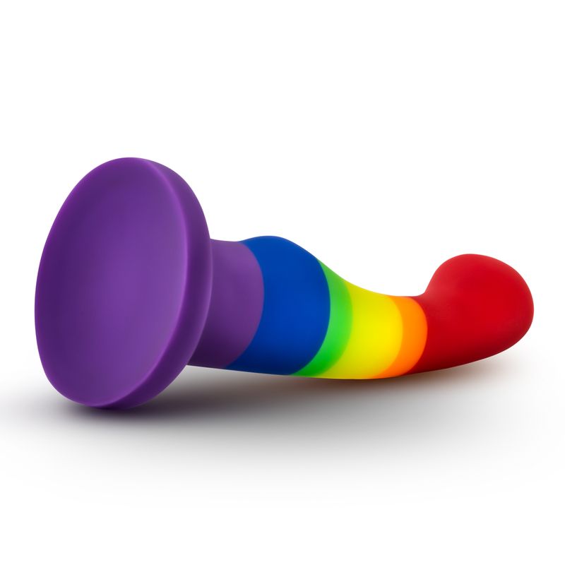 Avant Pride P1 Freedom Silicone Dildo with a rainbow color design and strong suction base.