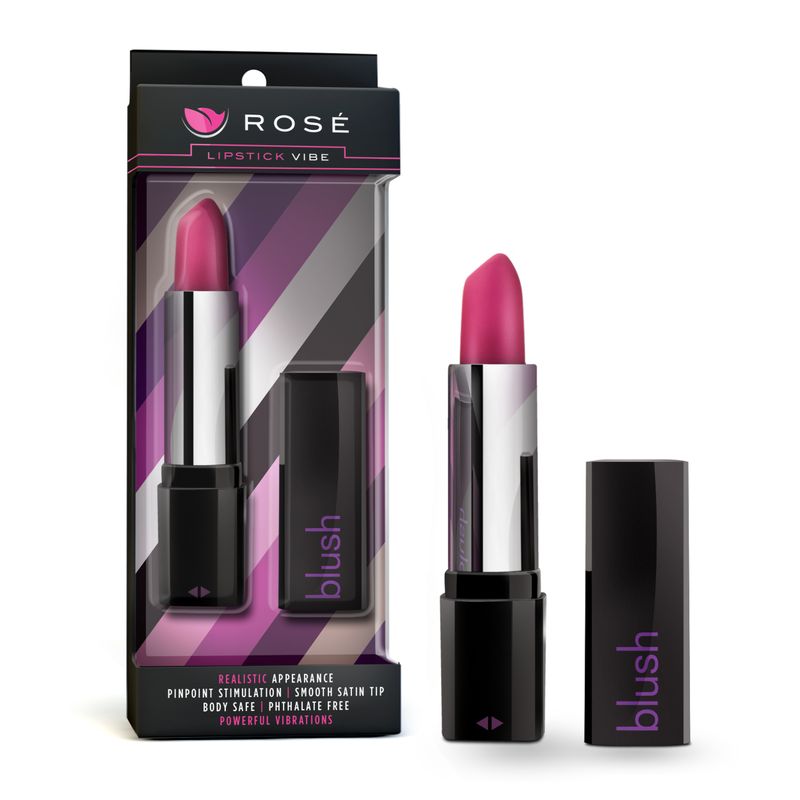 Rose Lipstick Vibe in pink packaging with satin smooth tip, perfect for discreet pleasure.
