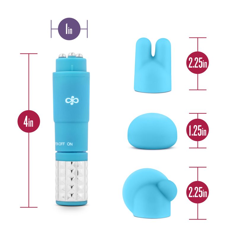 Rose Revitalize Massage Kit Blue with various silicone attachments for targeted relaxation and tension relief.