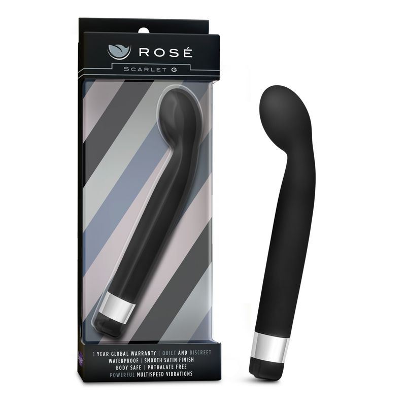 Rose Scarlet G G-Spot vibrator in sleek black finish for powerful G-spot stimulation and intense pleasure.