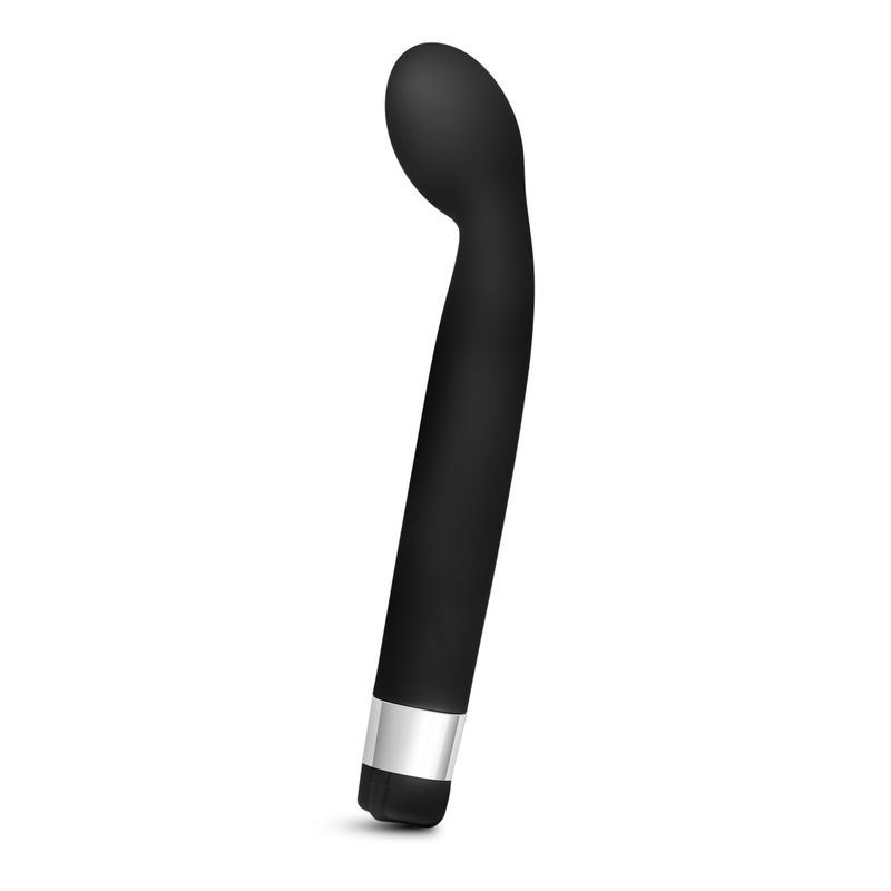 Elegant black G-Spot vibrator with sleek satin finish and silver detail for powerful stimulation.