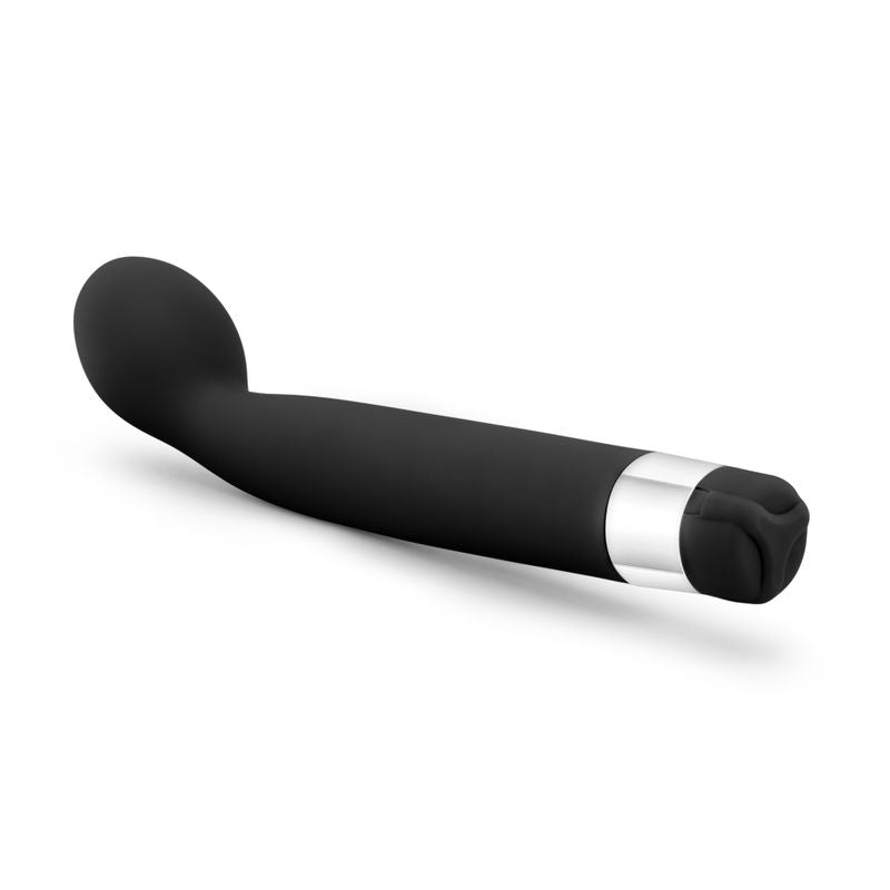 Rose Scarlet G Black G-Spot vibrator designed for powerful G-spot stimulation with sleek silver detail and smooth satin finish.