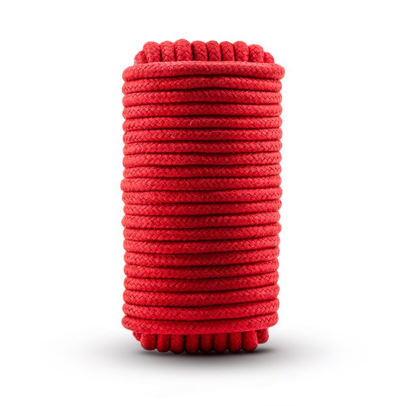 Temptasia Bondage Rope 10m Red, shibari bondage rope red, soft cotton rope for sensual bondage.