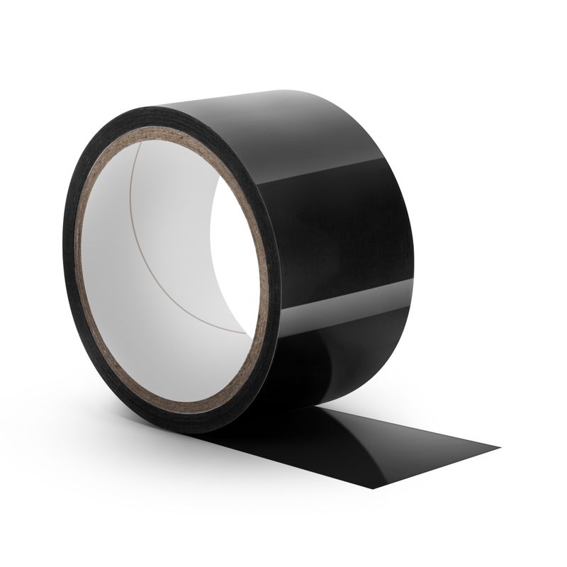 Temptasia Bondage Tape 18m Black on a roll, perfect for creative bondage and intimate essentials.