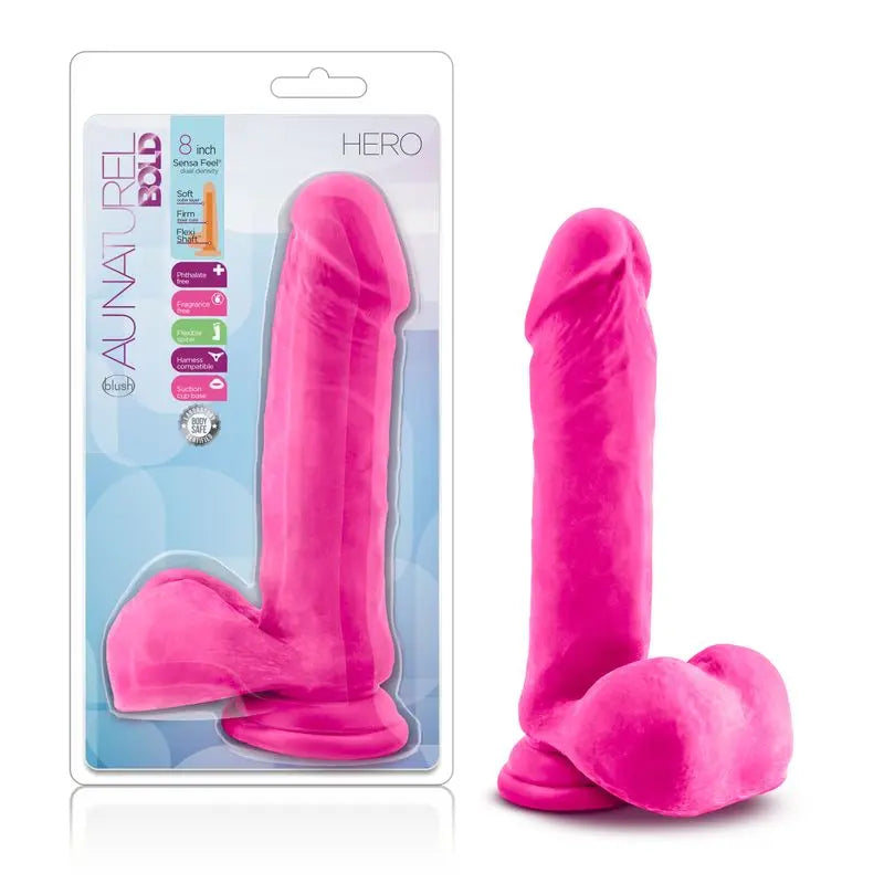 Au Naturel Bold Hero 8in Dildo Pink Au Naturel Discreet Intimate Essentials.