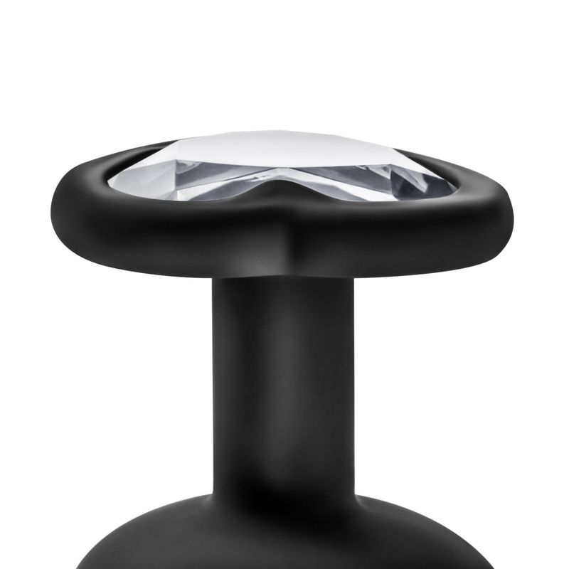 Luxe Bling Plugs Training Kit Black With Clear Gems close-up of the tapered tip and clear gem detail.