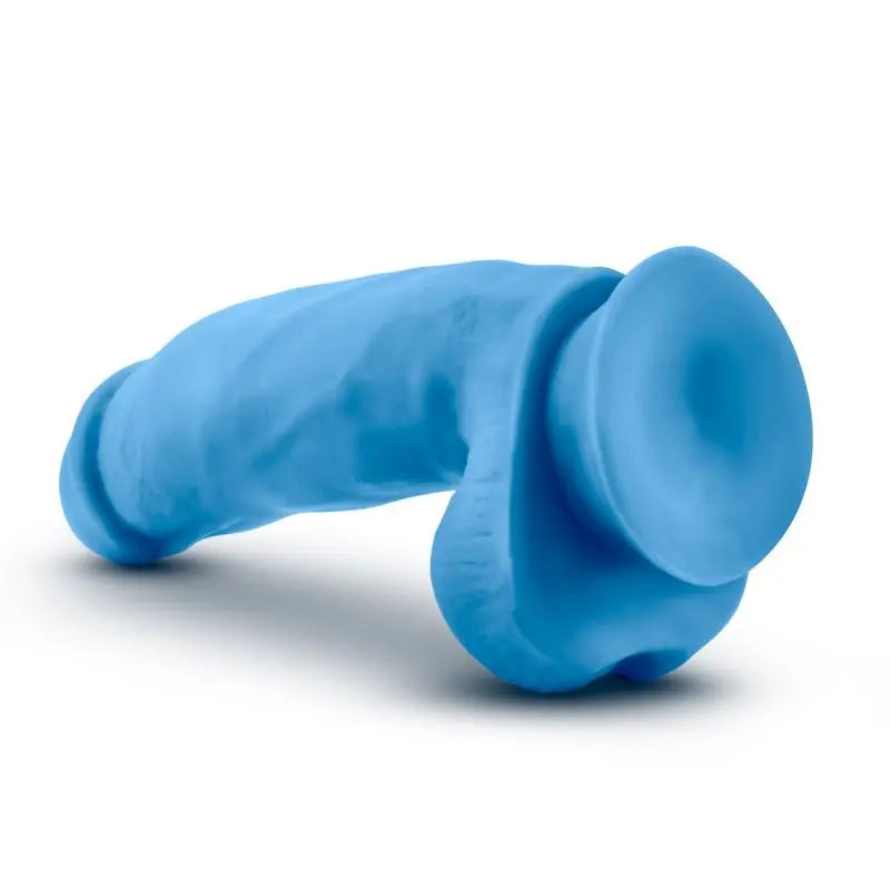 Neo Elite 7in Silicone Dual Density Cock with Balls Neon Blue Neo Elite Discreet Intimate Essentials.