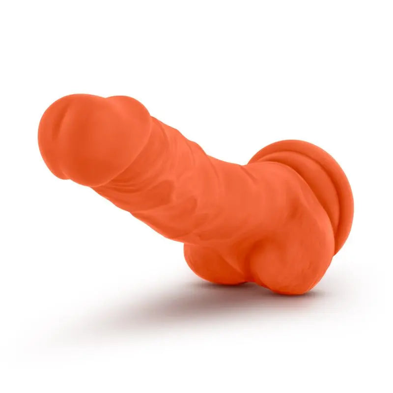 Neo Elite 7.5in Silicone Dual Density Cock with Balls Neon Orange Neo Elite Discreet Intimate Essentials.