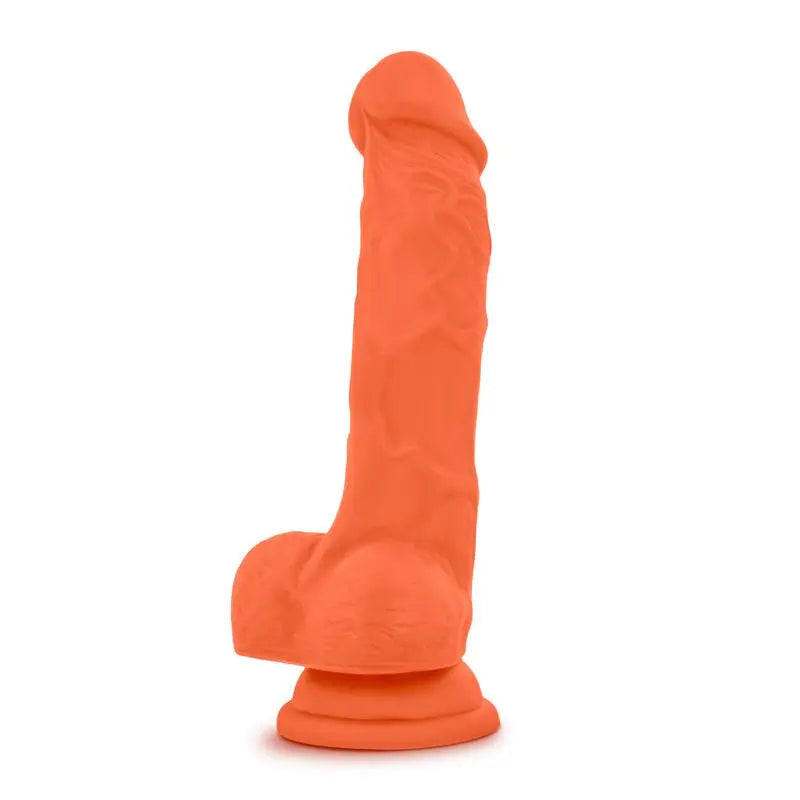 Neo Elite 7.5in Silicone Dual Density Cock with Balls Neon Orange Neo Elite Discreet Intimate Essentials.
