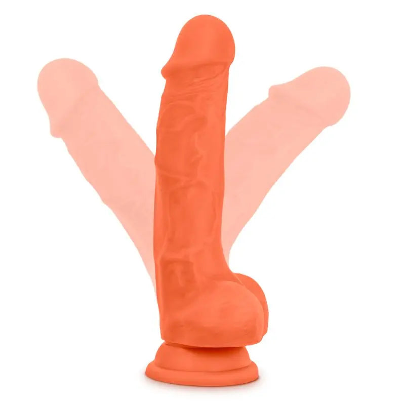 Neo Elite 7.5in Silicone Dual Density Cock with Balls Neon Orange Neo Elite Discreet Intimate Essentials.