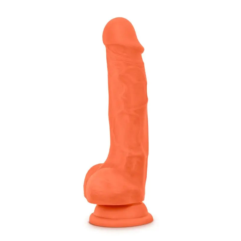 Neo Elite 7.5in Silicone Dual Density Cock with Balls Neon Orange Neo Elite Discreet Intimate Essentials.