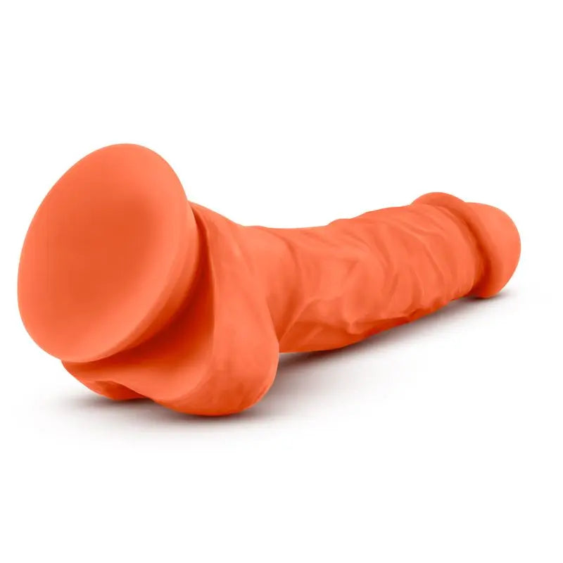 Neo Elite 7.5in Silicone Dual Density Cock with Balls Neon Orange Neo Elite Discreet Intimate Essentials.
