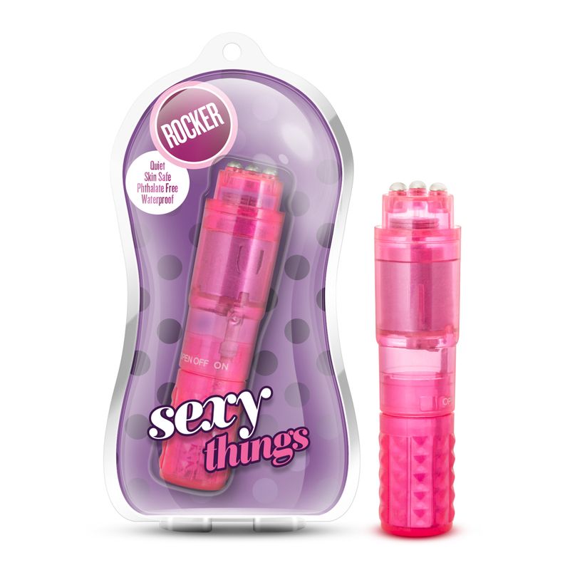 Sexy Things Rocker Pink powerful waterproof vibrator in packaging for pleasure and excitement.