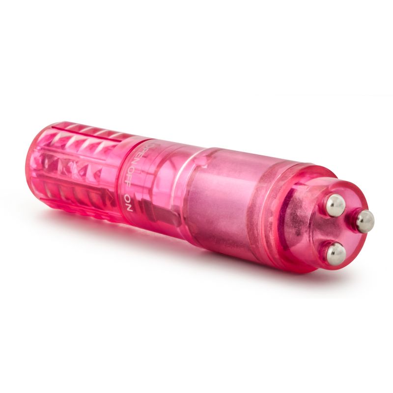Powerful waterproof vibrator in bright pink color with textured grip, designed for deep, powerful vibrations.