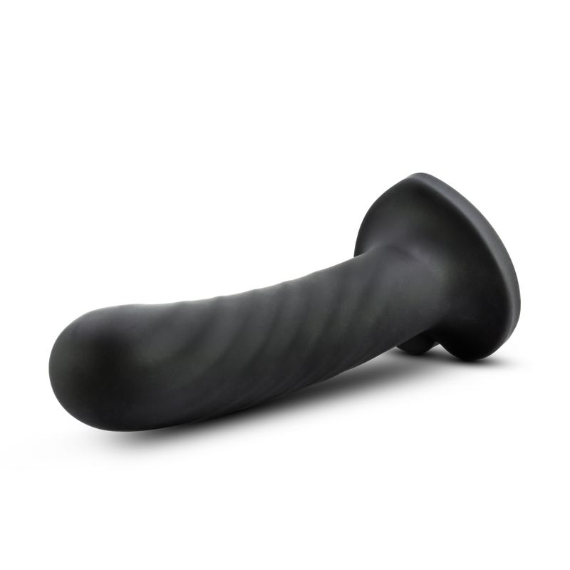Temptasia Twist Large black large G-spot vibrator with swirling texture and suction cup base.