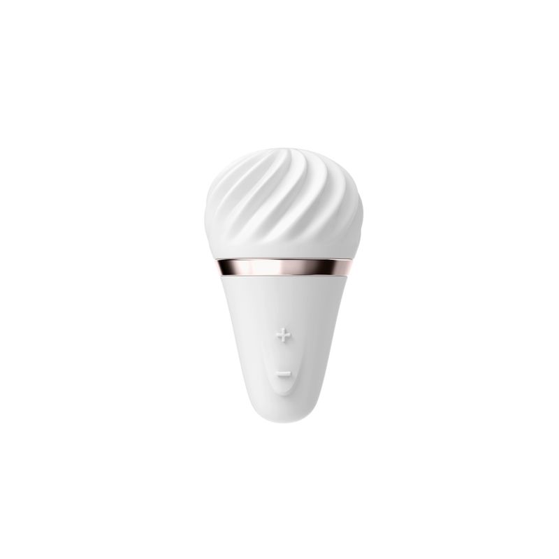 Satisfyer Layon 4 vibrator in white with decorative design and control buttons for pleasurable experiences.