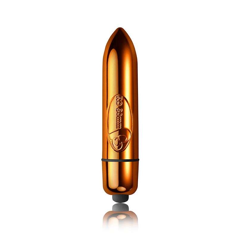 RO-80 single speed bullet vibrator in shiny copper finish for precision stimulation.