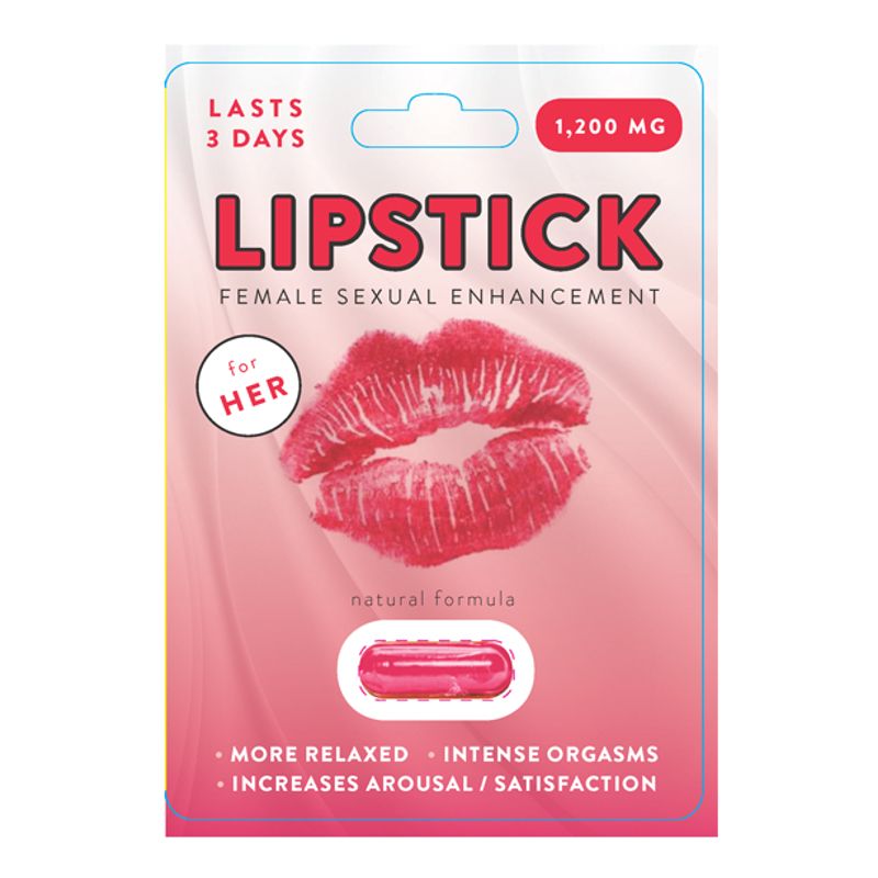 Lipstick Female Libido Single Pill packaging showcasing natural formula for female sexual enhancement.