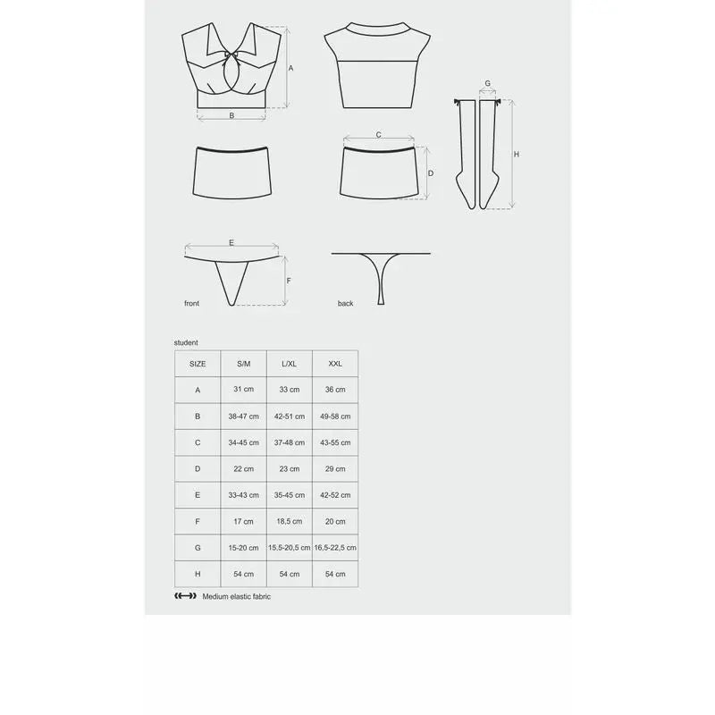 Student 4 Pc Costume Obsessive Discreet Intimate Essentials.