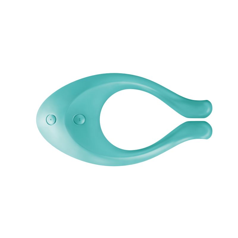 Satisfyer Endless Love vibrator in turquoise color with buttons for control, designed for singles and couples.