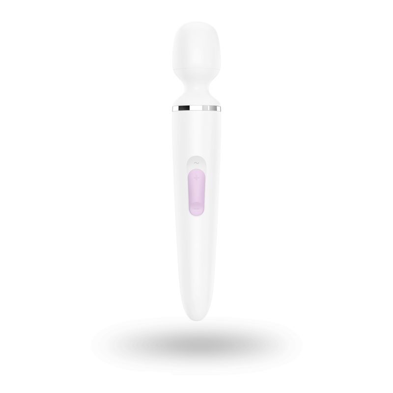 Satisfyer Wand massager in white, featuring a soft silicone shaft and a rounded head for ultimate relaxation.