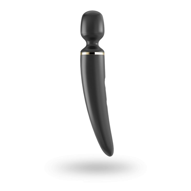 Satisfyer Wand massager in black with a smooth design, perfect for relaxation and sensual pleasure.