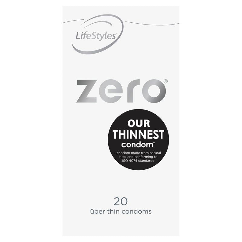 LifeStyles Zero 20 condoms packaging showcasing the thinnest condoms for enhanced intimacy.
