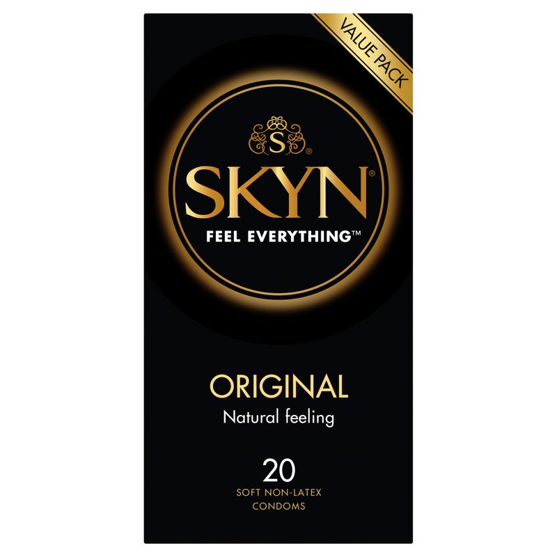 SKYN Original Condoms 20 Pc. Value pack of soft non-latex condoms for a natural feeling intimate experience.