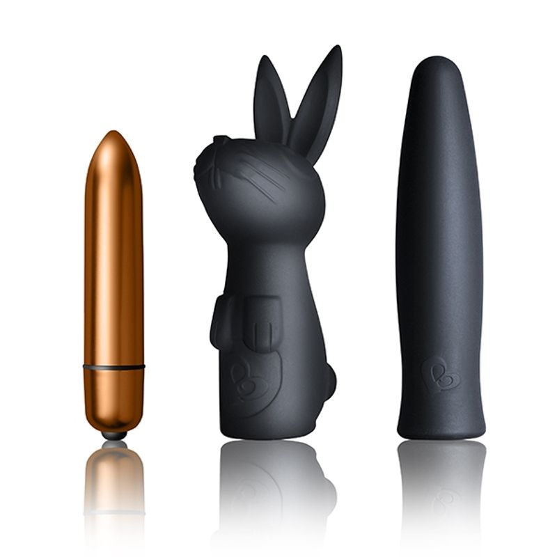 Silhouette Dark Desires Set featuring powerful pleasure bullet, Rascal Rabbit, and Pleasure Me for a sensual pleasure set.