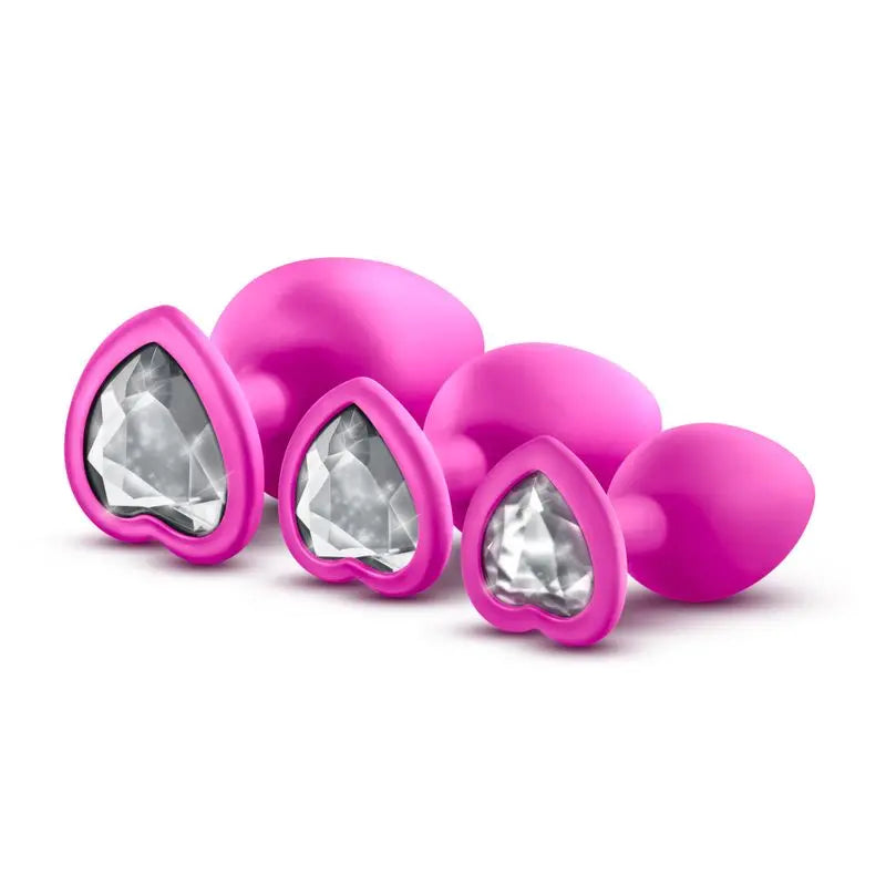 Luxe Bling Plugs Training Kit Pink With White Gems Luxe Discreet Intimate Essentials.