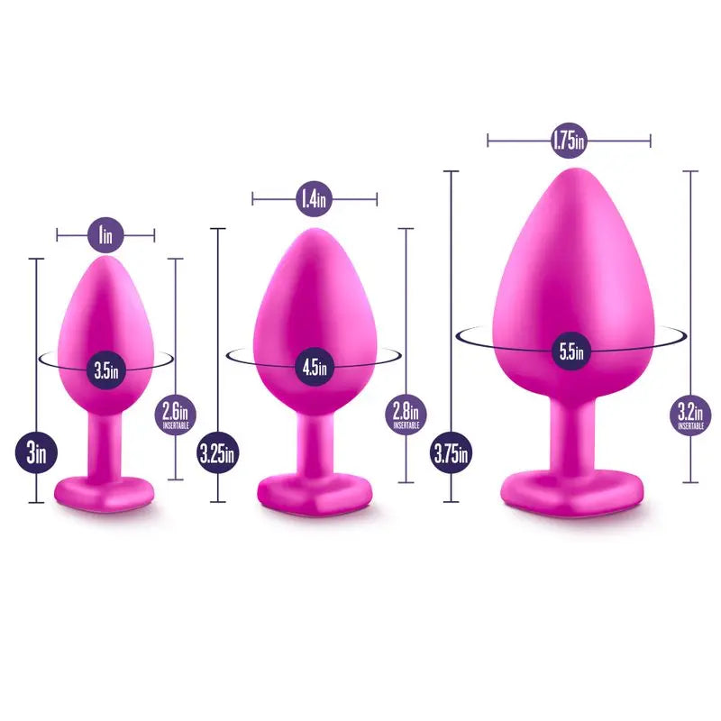 Luxe Bling Plugs Training Kit Pink With White Gems Luxe Discreet Intimate Essentials.
