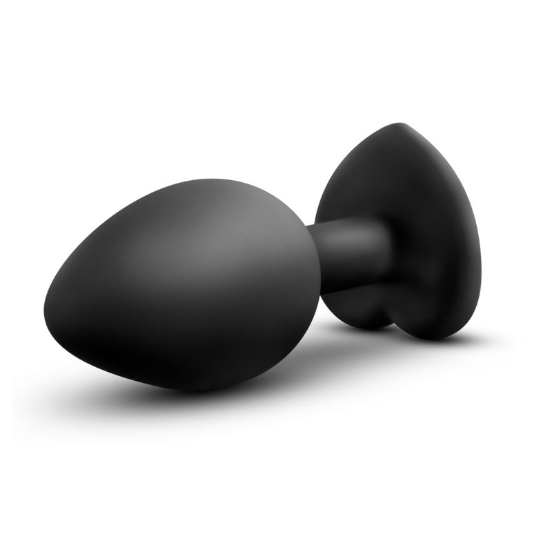 Temptasia bling anal plug in small black with tapered tip and heart-shaped base for enhanced comfort in anal play.