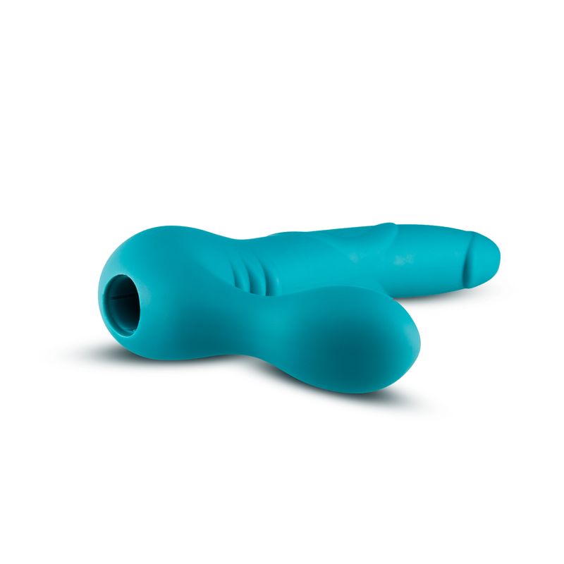 Temptasia Luna Strapless Silicone Dildo Teal, a strapless silicone dildo with vibrating bullet for pleasurable experiences.