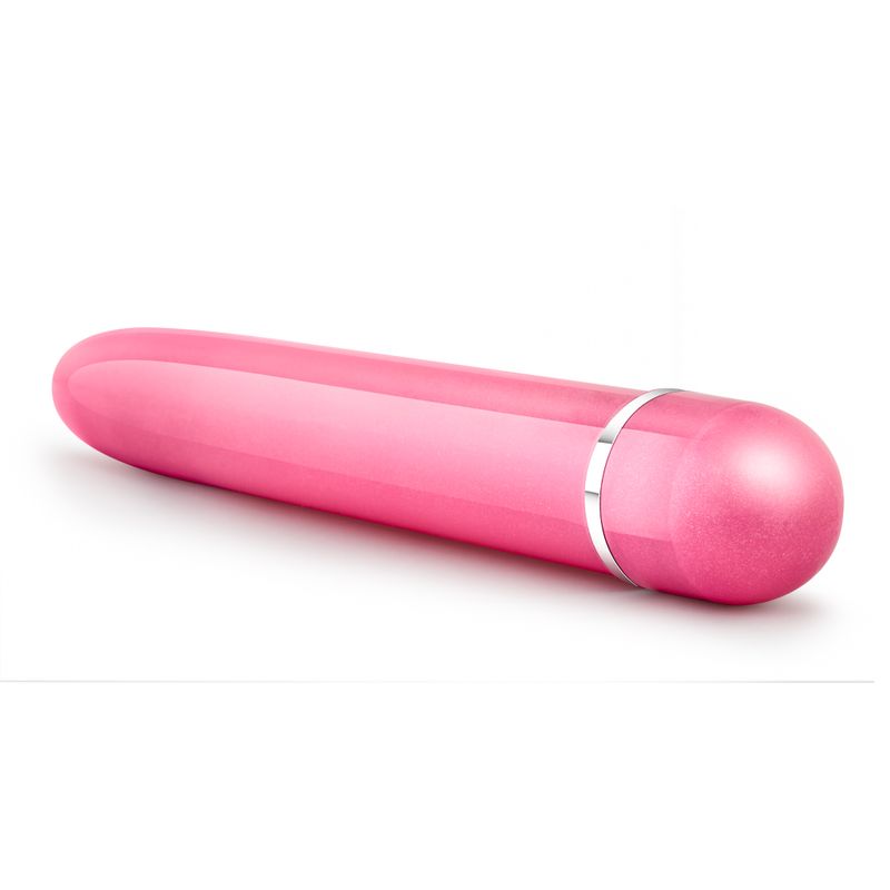 Sexy Things Slimline Vibe pink waterproof multi-speed vibrator on a white background.