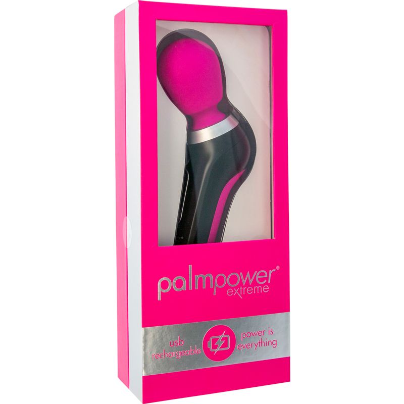 Palmpower Extreme packaging showcasing the powerful rechargeable wand massager designed for ultimate pleasure.