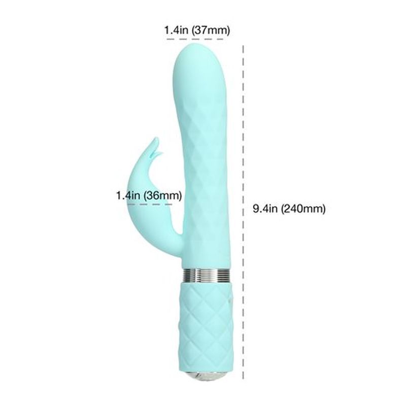 Pillow Talk Lively Teal dual-motor vibrator for G-spot stimulation with unique curved design and clitoral attachment.