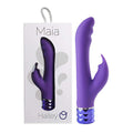 Maia Hailey USB rechargeable rabbit vibrator in neon purple packaging, featuring dual vibration points and 10 functions.