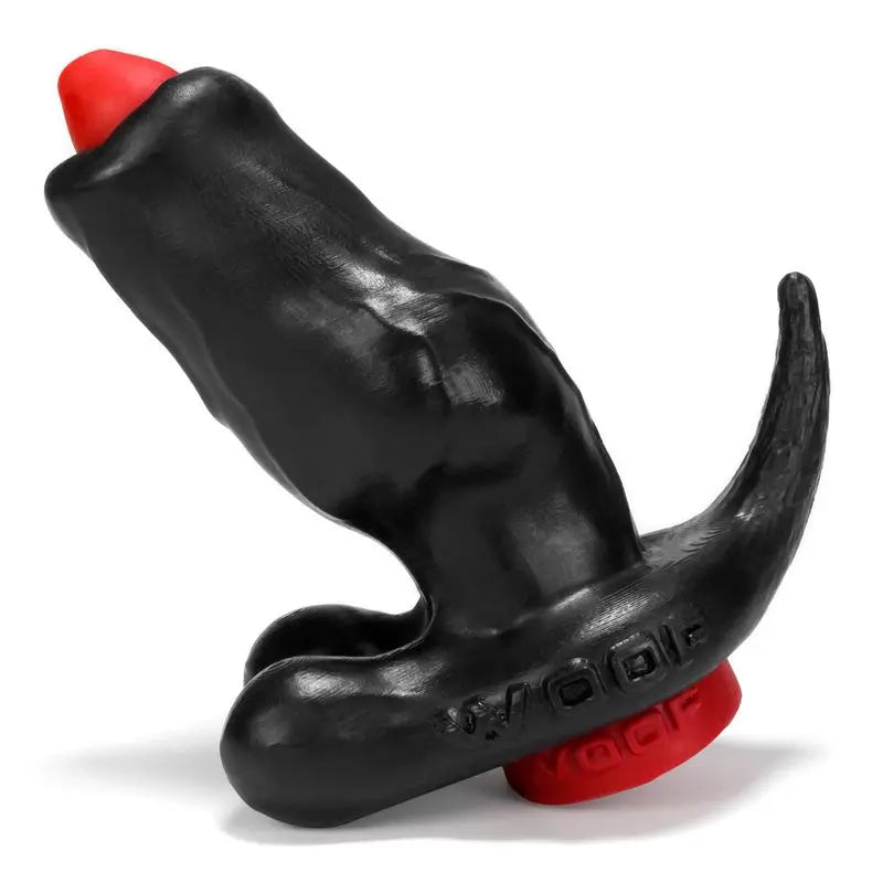 Woof Hollow Plug w Stopper Black Red OxBalls Discreet Intimate Essentials.